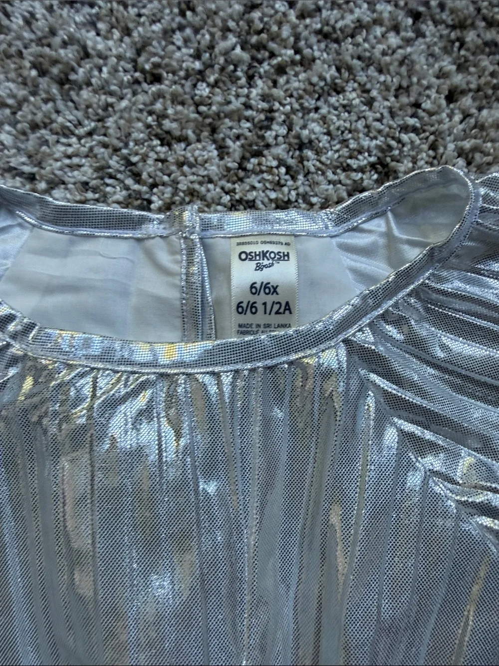 NWT Oshkosh Metallic Silver Pleated Party Dress size 6/6X